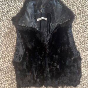 Andrew Marc Black Fur Vest M